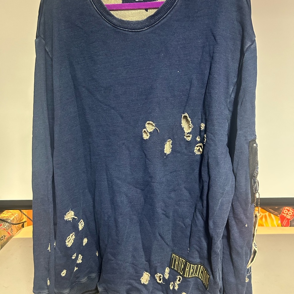 True Religion Kids Navy Distressed Sweatshirt